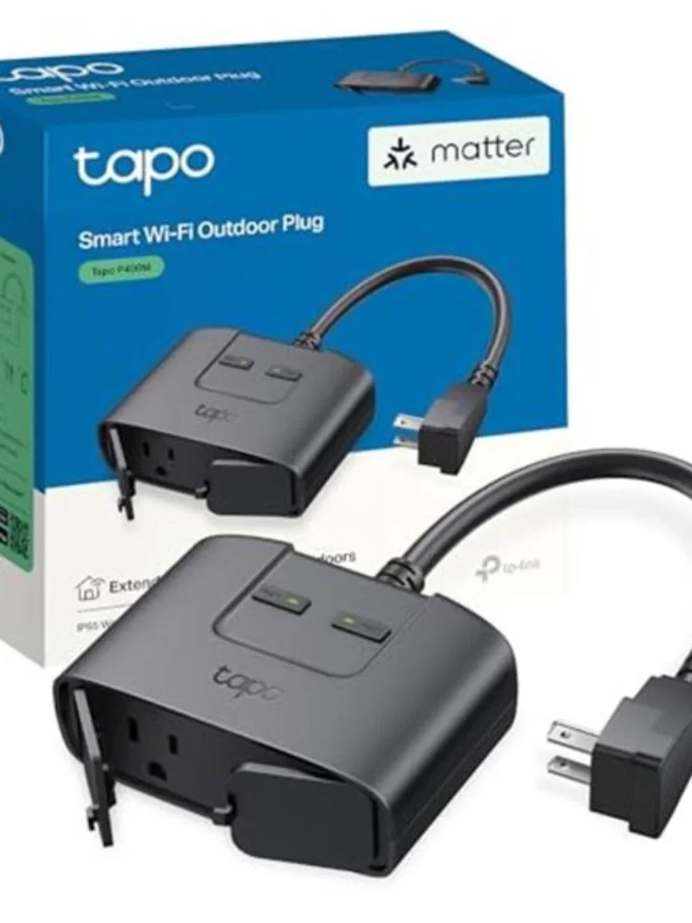 Outdoor Smart Plug, 2 Individual Outlets, IP65 Weather Resistance